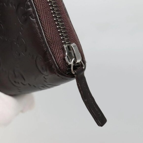 GUCCI GG Canvas Guccissima Wallet Leather Brown Silver - Picture 7 of 16